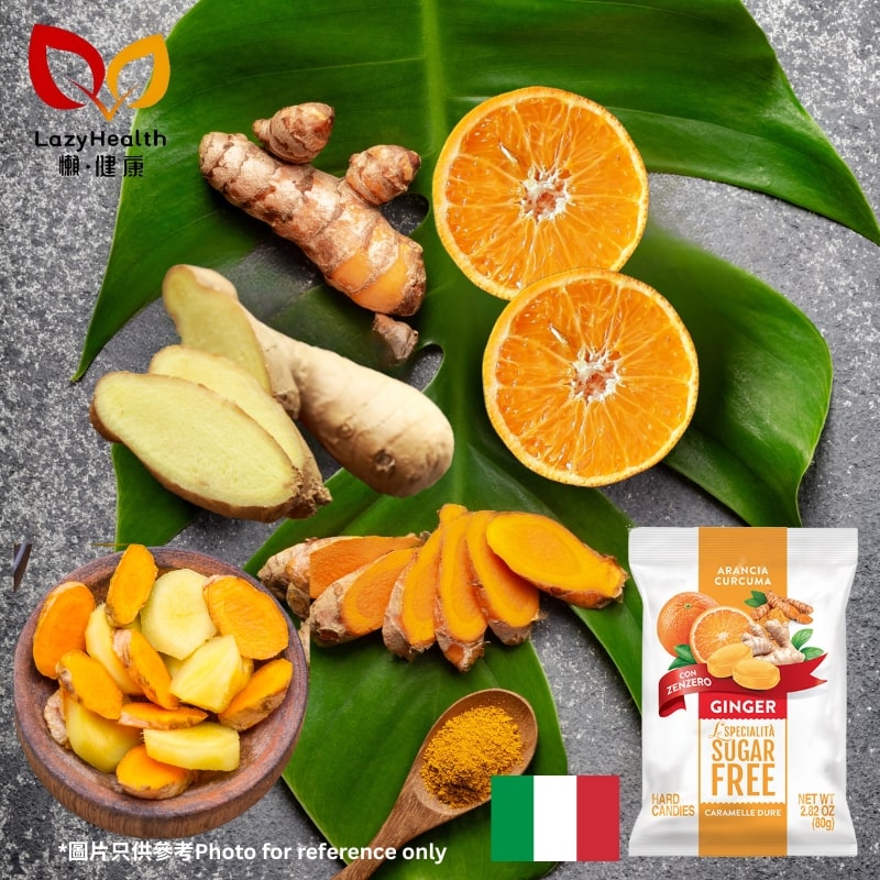 Sugar-free Double Ginger Orange Hard Candy-Italian SERRA 80g