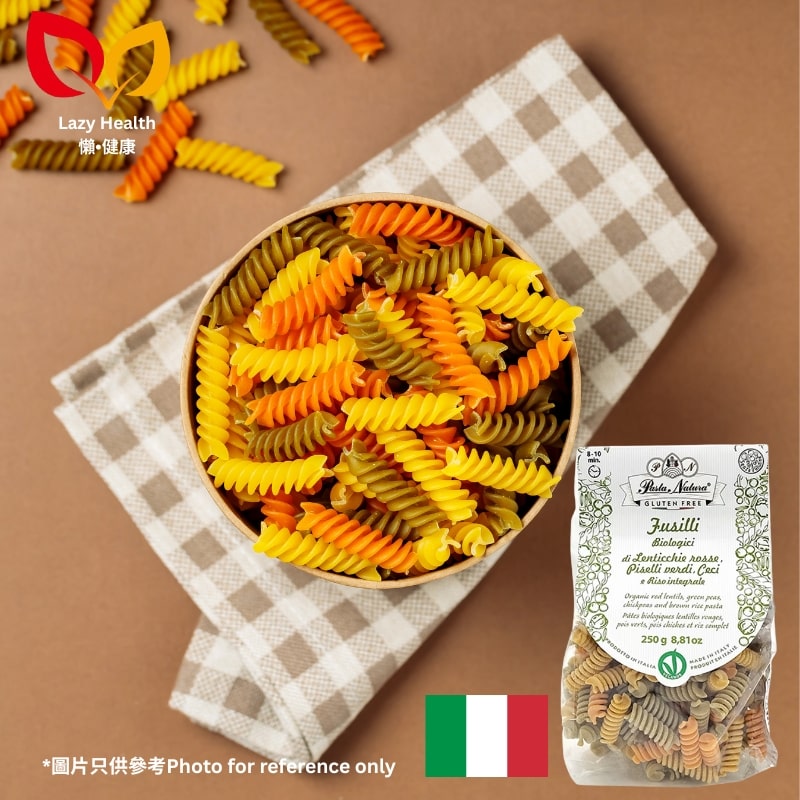 Organic Unsalted Three-Color Spicy Pasta - Gluten-Free High Fiber - Imported from Italy - Pasta Natura 250g