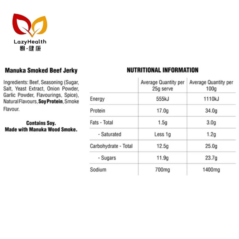 Manuka Smoked Beef Jerky - New Zealand Grass Fed Beef - Jack Link's 50g